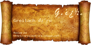Greilach Örs névjegykártya